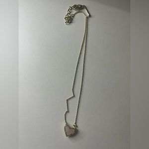Kendra Scott Gold Heart Necklace in Rose Quartz